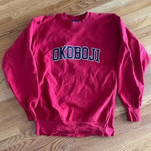Red Okoboji classic sweatshirt 80% cotton large